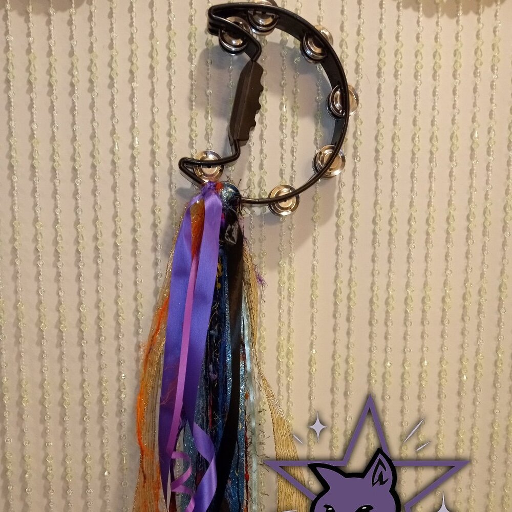 Black Moon Tambourine Inspired by Stevie Nicks W. Ribbons Handmade